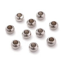 Honeyhandy 304 Stainless Steel Rondelle Beads, Large Hole Beads, Stainless Steel Color, 8x6mm, Hole: 4mm