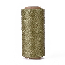 Honeyhandy Waxed Polyester Cord, Micro Macrame Cord, Waxed Sewing Thread, Flat, Olive, 0.8mm, about 284.33 yards(260m)/roll