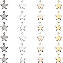 Brass Charms, Star, Mixed Color, 12x10mm, Hole: 1.2mm, 5 colors, 6pcs/color, 30pcs/box