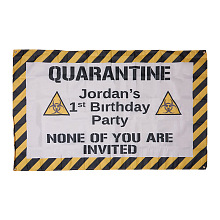 Gorgecraft Polyester Quarantine Birthday Decorations Banner, Distancing Theme Virus Isolation Banner, Birthday Party Idea Sign Supplies, White, 148x92cm, Hole: 10mm