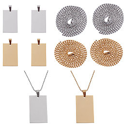 Unicraftale DIY 304 Stainless Steel Necklace Making Kits, include Ball Chains & Stamping Blank Tag Pendants, Golden & Stainless Steel Color, Ball Chain: 23.6 inches(60cm); 1.5mm, 4pcs/box