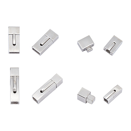 Unicraftale 304 Stainless Steel Bayonet Clasps, Rectangle, Stainless Steel Color, 2set/box