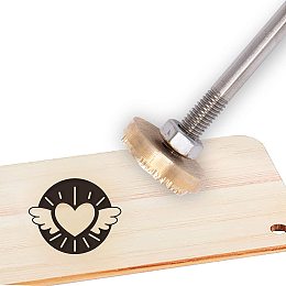 OLYCRAFT Wood Leather Branding Iron 1.2” Branding Iron Stamp Custom Logo BBQ Heat Stamp with Brass Head and Wood Handle for Woodworking and Handcrafted Design - Angel Heart