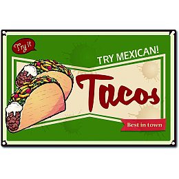 CREATCABIN Mexican Tacos Metal Wall Sign Vintage Metal Wall Decor Decoration Art Mural Hanging Iron Painting for Home Garden Bar Pub Kitchen Living Room Office Garage Poster Plaque 8 x 12inch