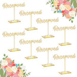 OLYCRAFT 8 Packs Acrylic Reserved Table Sign Golden Wedding Reserved Signs Seats Mirror Reception Wedding Guest Sign Standing Signs Table for Party Wedding Events