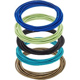 BENECREAT 50Pcs 5 Colors Guitar String Bracelets, 2-1/4 inch Spring Bracelets Minimalist Bracelets Flexible Wire Layered Bracelet for Stackable Wearing, Blue & Green Color Series