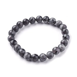 Honeyhandy Natural Larvikite Beads Stretch Bracelets, Round, 2 inch~2-1/8 inch(5.2~5.5cm), Beads: 8~9mm