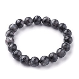 Honeyhandy Natural Larvikite Beads Stretch Bracelets, Round, 2-1/4 inch~2-3/8 inch(5.7~6cm), Beads: 10~10.5mm