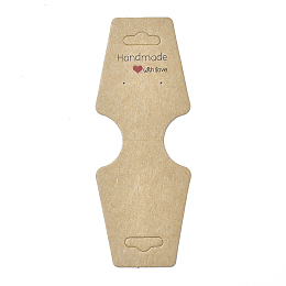 Honeyhandy Cardboard Fold Over Paper Display Hanging Cards, Used For Necklace, Earrings and Pendants Accessory Display, BurlyWood, 120x45x0.4mm, Hole: 2mm and 6.5x18mm