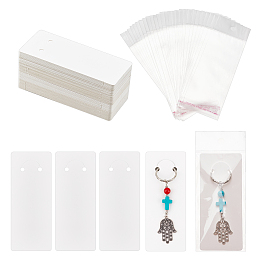 AHANDMAKER 120 Sets Keychain Display Cards with Self-Sealing Bags, 2x4.7inch Keychain Cards Holder Keychain Display Rack for Keyring Jewelry Displaying (White)