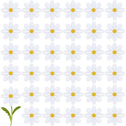 GORGECRAFT 40Pcs Daisy Flower Patches Floral Iron on Patch Small Delicate Computerized Embroidered Appliqué Costume Accessories for Dress Backpack Jacket (White)