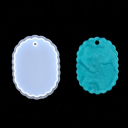 Honeyhandy Pendant Silicone Molds, Resin Casting Molds, For UV Resin, Epoxy Resin Jewelry Making, Oval, White, Inner Size: 8x6x1.2cm, Hole: 0.5cm