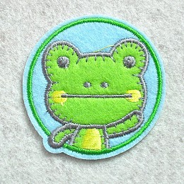 Honeyhandy Computerized Embroidery Cloth Iron on/Sew on Patches, Costume Accessories, Appliques, Flat Round with Frog, Lime, 55mm