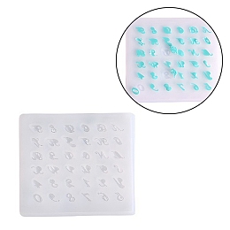 Honeyhandy Silicone Pendant Molds, Resin Casting Molds, For UV Resin, Epoxy Resin Jewelry Making, Number & Alphabet, White, 80x90x4mm