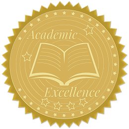 CRASPIRE 100pcs Embossed Foil Stickers Academic Excellence Gold Foil Certificate Seals 1.9" Self Adhesive Embossed Seals Decoration Labels for Certificates Awards Graduation Invitations Diplomas