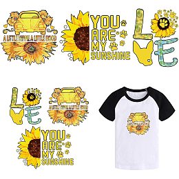 Arricraft Sunflower Pattern Heat Transfer Film Logo Decor Iron on Decals Hot Melt Adhesive Heat Transfer Stickers Patches Polyester Sewing Decals for DIY T-Shirt Cloth Pillows Decoration 23x23cm