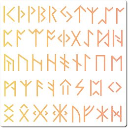 GORGECRAFT 12"X12"Ancient Alphabet Stencil Runes Elder Templates Reusable Plastic Drawing Painting Stencils Template for Painting on Card Wall Fabric Tile Canvas Crafts DIY Home Decor