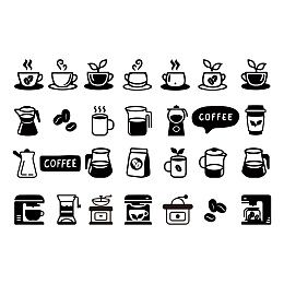 SUPERDANT Coffee Theme Decals Wall Stickers Decor Coffee Cup Coffee Machine Coffee Beans Wall Decor Stickers DIY SWall Art Cafe Wall Decals Sticker Decor for Coffee Bar Decor