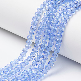 Honeyhandy Glass Beads Strands, Faceted, Rondelle, Light Sky Blue, 2.3~2.7x2mm, Hole: 0.4mm, about 150~155pcs/strand, 32~33cm