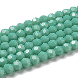 Imitation Porcelain Glass Beads Stands, Faceted, Round, 6mm, Hole: 1mm, about 98pcs/strand, 20.47''(52cm)