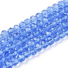 Glass Beads Strands, Faceted, Rondelle, Light Sky Blue, 4mm, Hole: 0.9mm, about 113~115pcs/strand, 16.14~16.34 inch(41~41.5cm)