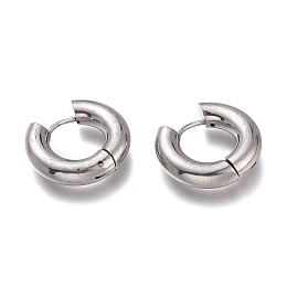 Honeyhandy 201 Stainless Steel Huggie Hoop Earrings, with 304 Stainless Steel Pin, Hypoallergenic Earrings, Ring, Stainless Steel Color, 20.5x5mm, 4 Gauge, Pin: 1mm