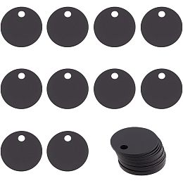 BENECREAT 30Pcs Black Flat Round Stamping Blank Tags 0.8 Inch Aluminum Tags with Hole for Laser Engraving Dog ID Tags Necklace Making