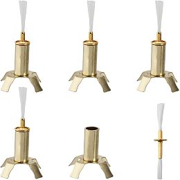 CHGCRAFT 4Sets Oil Lamp Burner Brass Plated Oil Lamp Replacement Including Claw Wick Holder and Replacement Fiberglass Torch Wicks with Alloy Tube Holder for Oil Lamp Accessories, Golden