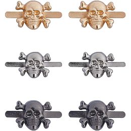 GORGECRAFT 1 Box 30Pcs 3 Colors Skull Prong Studs Ghost Head Studs Skull Head Bone Carving Craft Mixed Color Zinc Alloy Bag Decorative Buckle Clips for Purse Bag Leather Handbag Craft Decorations