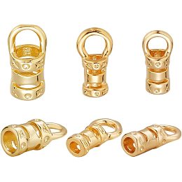 PandaHall Elite 60pcs Cord Ends Caps, 18K Gold Plated Leather Cap Glue in Barrel End Caps Brass Tube Crimp Beads End Caps Thread Ends for Kumihimo Bracelet Necklace Keychain Bag Jewelry Making