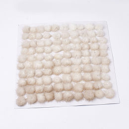 Honeyhandy Faux Mink Fur Ball Decoration, Pom Pom Ball, For DIY Craft, Antique White, 2.5~3cm, about 100pcs/board