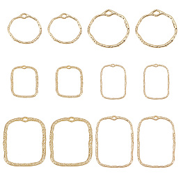 SUNNYCLUE 36Pcs 6 Styles Alloy Open Back Bezel Pendants, For DIY UV Resin, Epoxy Resin, Pressed Flower Jewelry, Rectangle & Ring, Light Gold, 21.5~46x17~32.5x1.5~2mm, Hole: 3~1.5mm, 6pcs/style