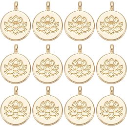 SUNNYCLUE 1 Box 20Pcs 18K Gold Plated Lotus Flower Charm Yoga Charm Floral Charms Yoga Charms Flat Round Flowers Charms Healing Energy Charm for Jewelry Making Charms DIY Earrings Bracelet Necklace