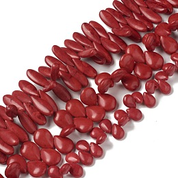 Synthetic Howlite Beads Strands, Dyed, Teardrop, FireBrick, 14~25x10~14.5x5.5~7mm, Hole: 1~1.6mm, about 58pcs/strand, 16.22''~16.42''(41.2~41.7cm), 3~7strands/500g