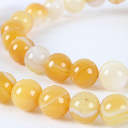 Nbeads Natural Gemstone Agate Round Bead Strands, Dyed, DarkOrange, 8mm, Hole: 1mm; about 49pcs/strand, 14.96"