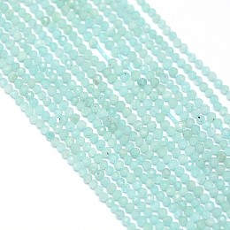 Honeyhandy Natural Amazonite Bead Strands, Faceted, Round, 2mm, Hole: 0.5mm, about 170~180pcs/strand, 12.9 inch~13.3 inch(330~340mm)