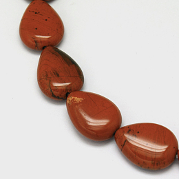 Honeyhandy Teardrop Red Jasper Bead Strands, 18x13x6mm, Hole: 1mm, about 23pcs/strand, 15.9 inch