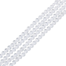 Nbeads 2 Strands Natural Quartz Crystal Beads Strands, Faceted Round, 3mm, Hole: 0.8mm, about 136pcs/strand, 16''(40.64cm)