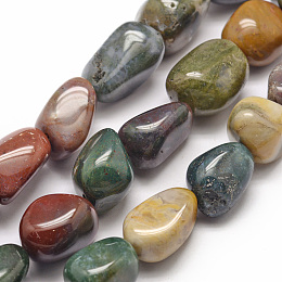 Honeyhandy Natural Indian Agate Beads Strands, Tumbled Stone, Nuggets, 18~25x18~25x15~23mm, Hole: 2mm, about 17~22pcs/strand, 15.7 inch(40cm)