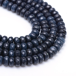 Honeyhandy Natural White Jade Bead Strands, Dyed, Faceted, Rondelle, Prussian Blue, 4~5x3mm, Hole: 0.5mm, about 115~120pcs/strand, 13.39~13.98 inch(34~35.5cm)