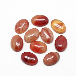 Honeyhandy Natural Striped Agate/Banded Agate Cabochons, Dyed, Oval, Red, 18x13x5mm