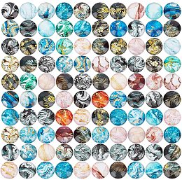 PandaHall Elite 12mm Printed Glass Cabochon Dome Tiles Marble Pattern Cabochon Ornaments Half Round Cabochon Beads Flatback 100pcs for Photo Pendant Cameo Jewelry Embellishment Decoration Crafts