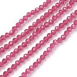 Honeyhandy Transparent Glass Beads Strands, Faceted, Round, Camellia, 2mm, Hole: 0.5mm, about 164~182pcs/strand, 14.8~15.7 inch(37.5~40cm)