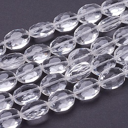 Honeyhandy Glass Bead Strands, Crystal Bead Strands, Faceted, Oval, Clear, 16x13x7mm, Hole: 1mm, 20pcs/strand, 12.5 inch