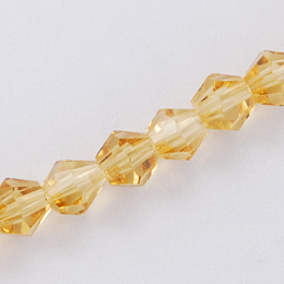 Honeyhandy Imitation Austrian Crystal 5301 Bicone Beads, Faceted Glass Beads Strands, Gold, 2x3mm, Hole: 0.5mm, about 160~180pcs/strand, 16.54 inch~17.32 inch(42~44cm)