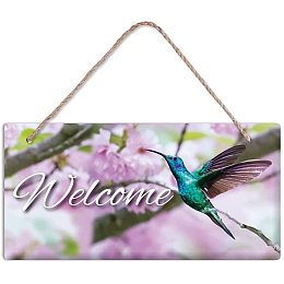 Arricraft Welcome Bird Plastic Plaque Colorful Hanging Door Sign Rustic Door Plate with Jute Twine Wall Door Decor for Front Door Farmhouse Office Coffee Shop Bar Decoration 5.9x11.8in