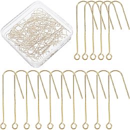 DICOSMETIC 70Pcs U Shape Earring Hooks Ear Wires Fish Hooks Brass Earwire Connector Gold Plated Earring Dangle Earwire Connector Supplies for DIY Jewelry Earring Making, Hole: 2.5mm, Pin: 0.5mm