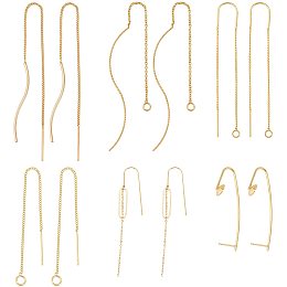 UNICRAFTALE 12pcs 6 Styles Golden Plated Ear Threads Brass Earring Threader with Loop Threader Earrings Tassel Drop Earrings for Jewelry Earring Making 1.9-4.7inches