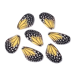 ARRICRAFT Spring and summer series Acrylic Pendants, for Earring Making, Butterfly Wing, Gold, 39.5x23.5x2mm, Hole: 1.6mm