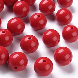 Honeyhandy Opaque Acrylic Beads, Round, FireBrick, 20x19mm, Hole: 3mm, about 111pcs/500g